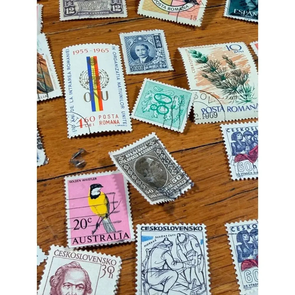 Large Vintage Worldwide Postage Stamp Lot 150+ Used International Stamps 1950s-7